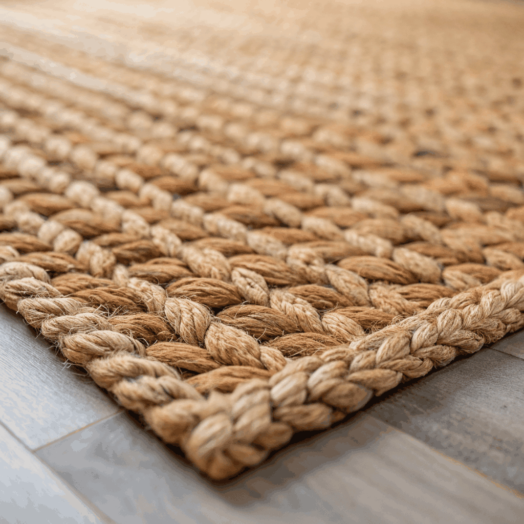 Hand-loom rug fiber detail